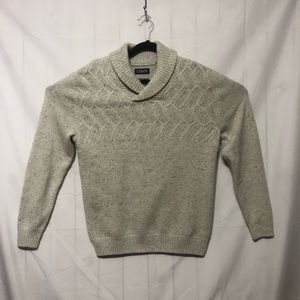 Chaps Fisherman Sweater Mens M Cowl Neck Oatmeal Beige Knit